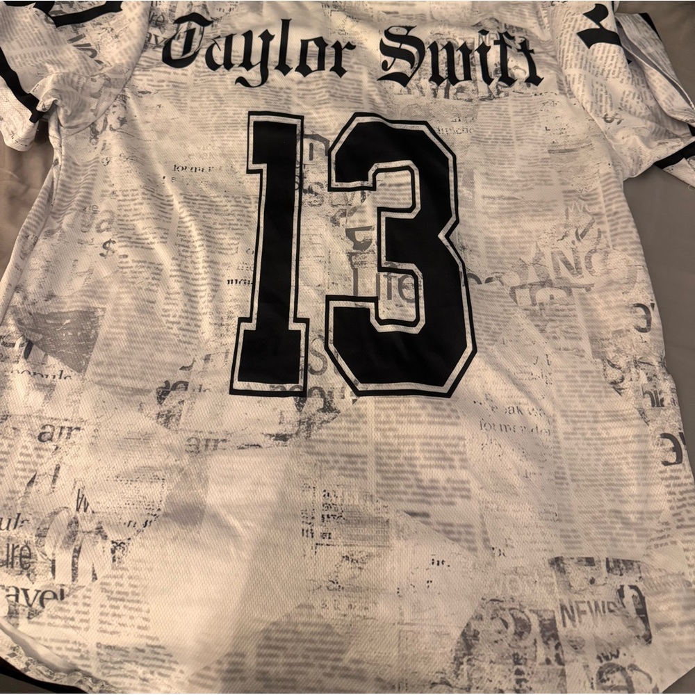 Taylor Swift White and Black Mesh Jersey with '13' Graphic